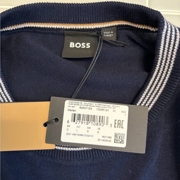 Hugo Boss Dark Blue Short Sleeve Sweater Tee - Picture 2 of 2
